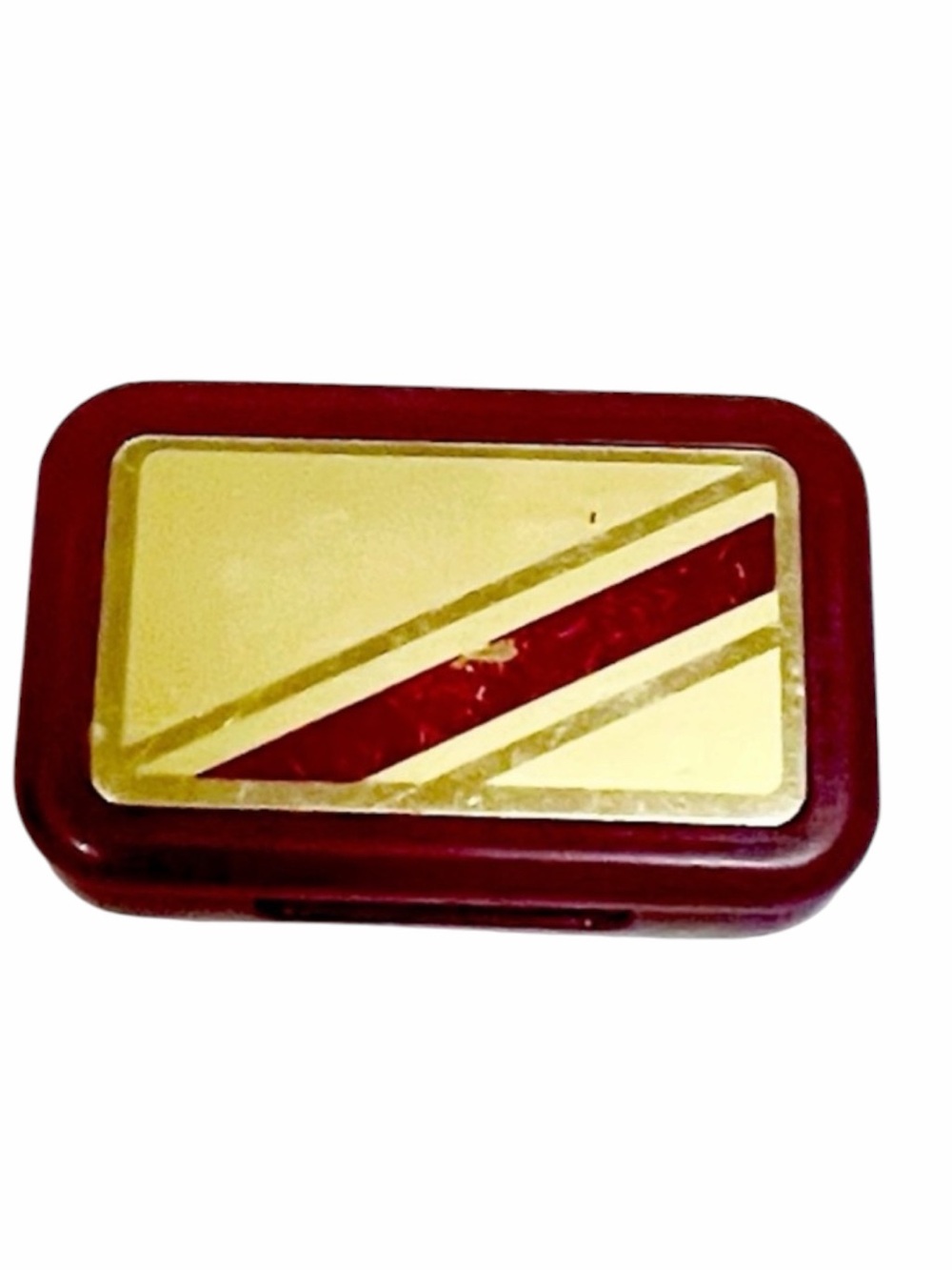 Vintage Avon 1984 pill box maroon gold plastic